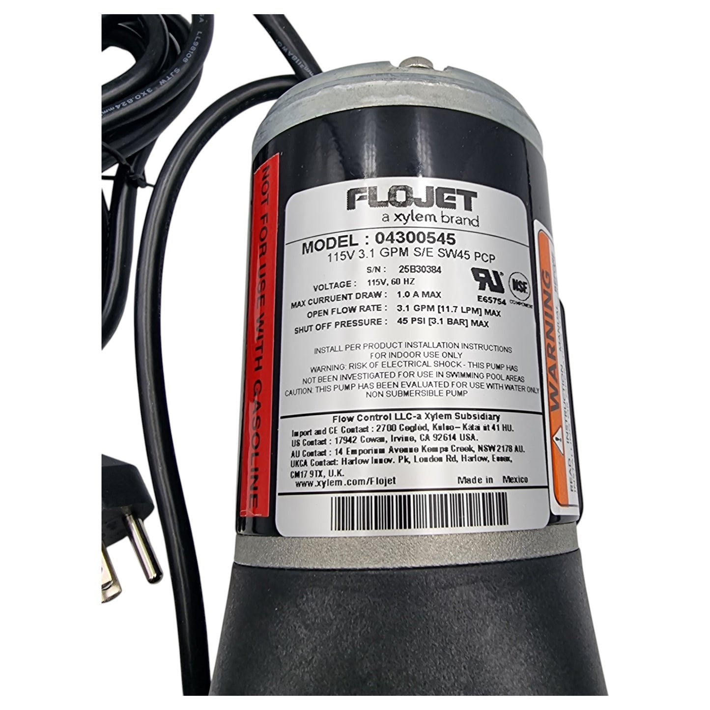 Bomba Flojet Quad Serie 4300 115V 45Psi 11.73Lpm 04300545A