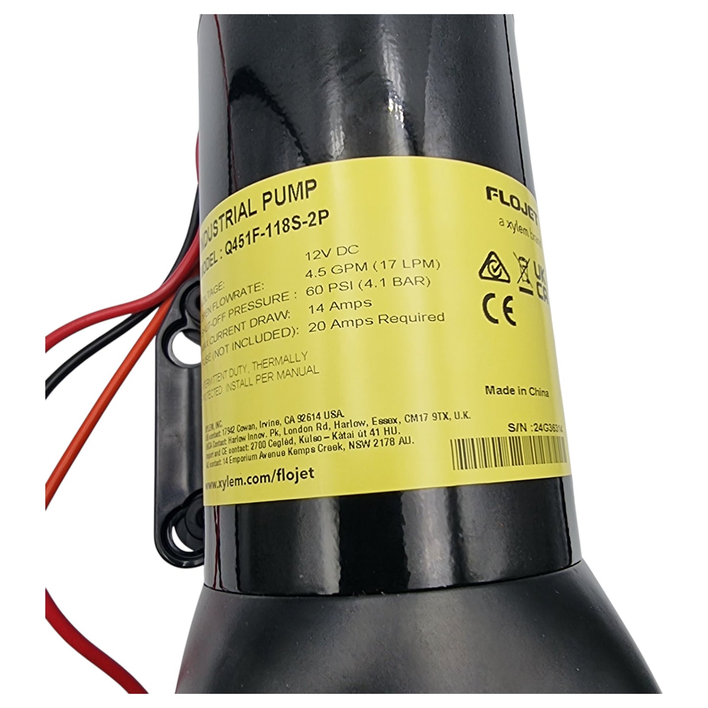 Bomba Flojet Q451F-118S-2P Serie VersiJet 4.5Gpm 12Vcd 60Psi