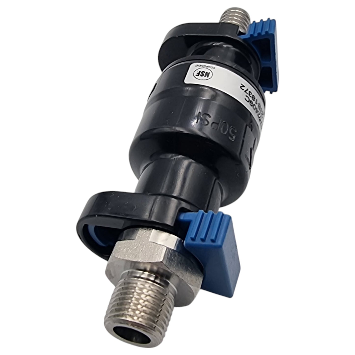 Regulador de Presión de Agua Flojet 01752409C 50 Psi Entrada 1/2" Salida de 3/8" con Conectores de Acero inoxidable