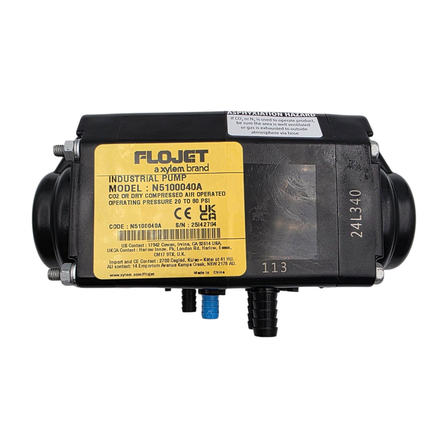 Bomba Flojet N5100040A Diafragma Santoprene Conexion Espiga 3/8" 20-80 Psi